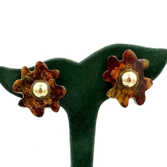 Jan Michaels Jewelry - Vintage Jan Michaels S.F. Agate Clip On Earrings